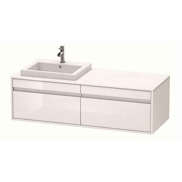 Duravit Ketho - Umyvadlová skříňka 43x140x55 cm, levá, 2 zásuvky, lesklá bílá KT6797L2222