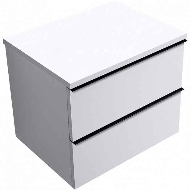 Koupelnová skříňka Velora - bílá matná, úchytka černá + deska pod umyvadlo Navira Pro - 36 mm - 70x56,6x46,5 cm