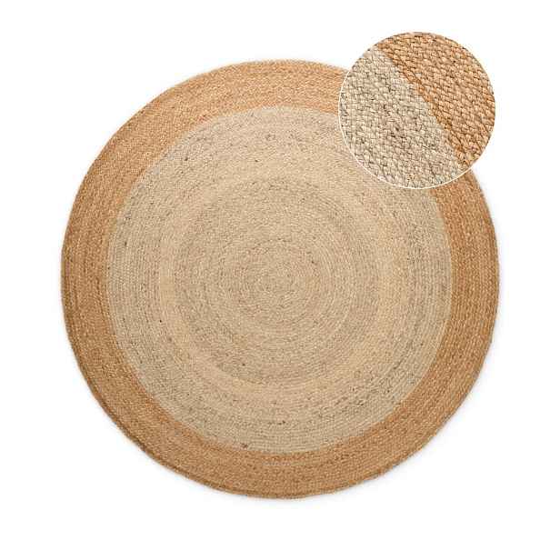 Oboustranný/ručně tkaný jutový kulatý koberec slonovinový ø 100 cm Jutta Ivory – Hanse Home