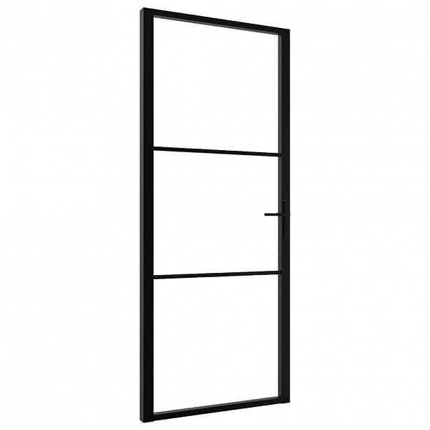 vidaXL Interiérové dveře 93 x 201,5 cm Hliník Černá a průhledná