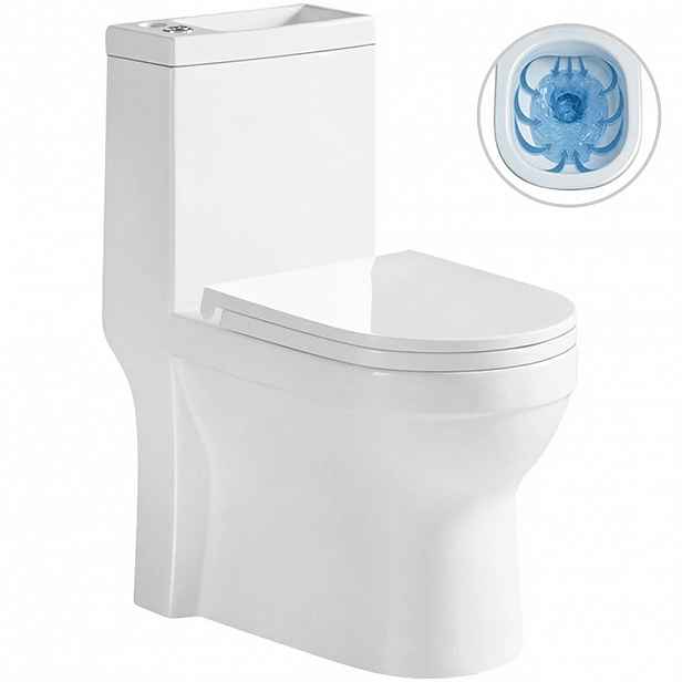 WC kombi s umývátkem Hygisink, Rimless - bezokrajové splachování  + UF sedátko - spodní/zadní odpad - bílá lesklá - 71,5x36 cm