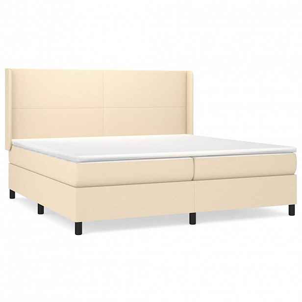 vidaXL Box spring postel s matrací krémová 200x200 cm textil