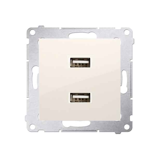 Simon 54 Nabíječka 2xUSB 2,1A 5V DC 230V krémová DC2USB.01/41