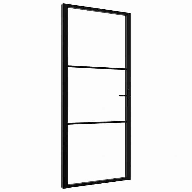 vidaXL Interiérové dveře 102,5 x 201,5 cm Hliník Černá a průhledná