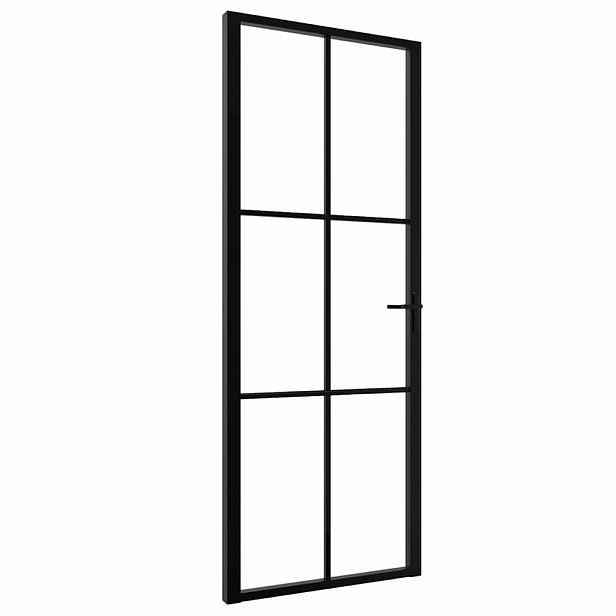 vidaXL Interiérové dveře 76 x 201,5 cm Hliník Černá a průhledná