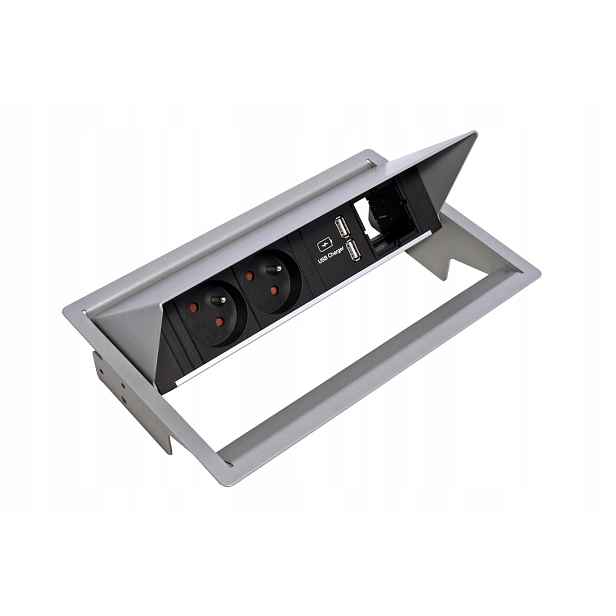 Bachmann CONEO,box,rám, 4 moduly,2x zásuvka CZ,zdroj 15W(2x Usb A),1x volné