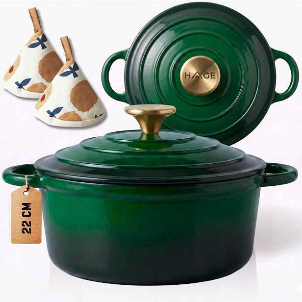 Hrnec Hrnec 3 L Smaltované Víko Zelený Plyn/indukce Trouba 22 CM