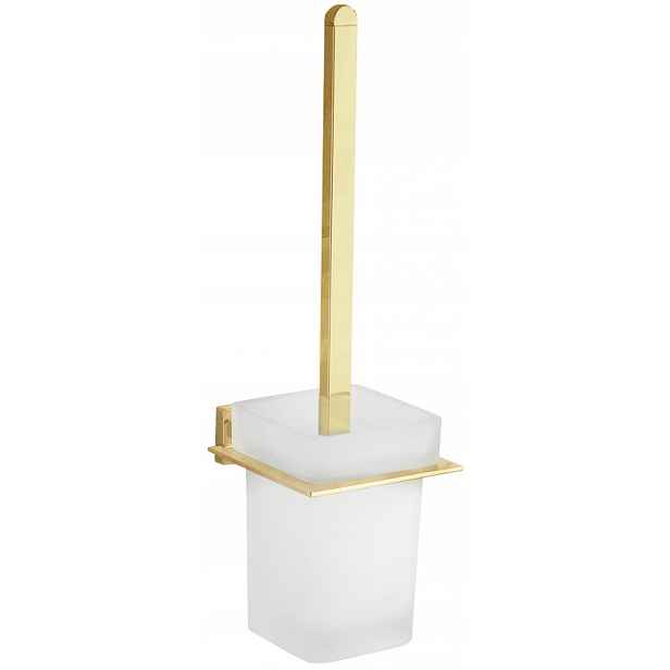 Mexen Arno Zlatý Wc kartáč, Stěnný, Čtvercový, Kov/Sklo, 38x10.5 cm