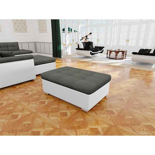 Moderní taburet Kler větší, bílá/šedá LUX
