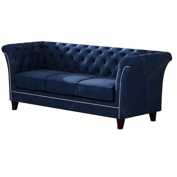 S-Style CHESTERFIELD TŘÍMÍSTNÁ POHOVKA Fusion z námořnicky modrého sametu