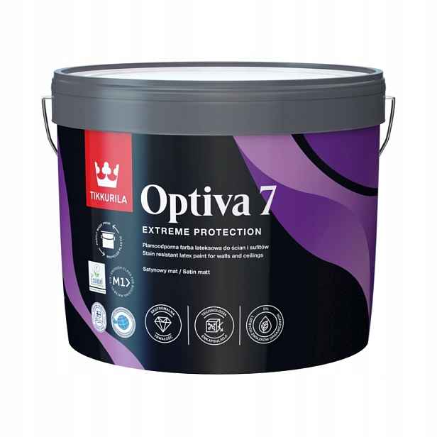 Tikkurila Barva na stěny a stropy Optiva Satin Matt 7 Baza "a" bílá 9L