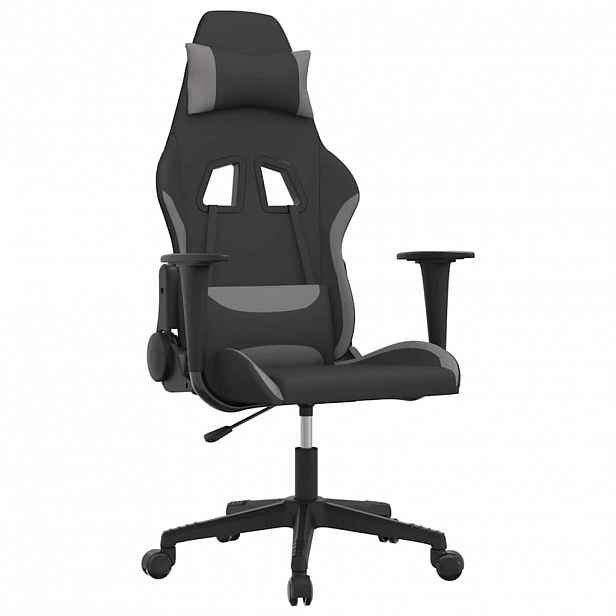 vidaXL Herní židle černá a světle šedá textil