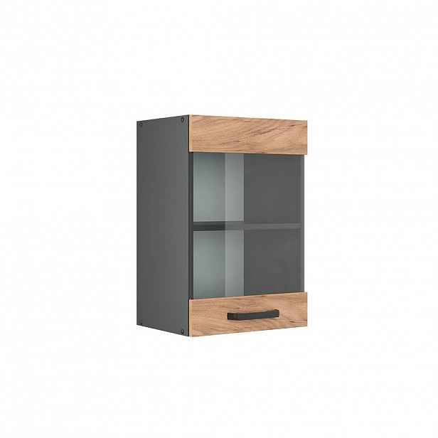 Vicco SKLENĚNÁ KUCHYŇSKÁ SKŘÍŇKA R-Line Zlatý mocný dub 40 cm