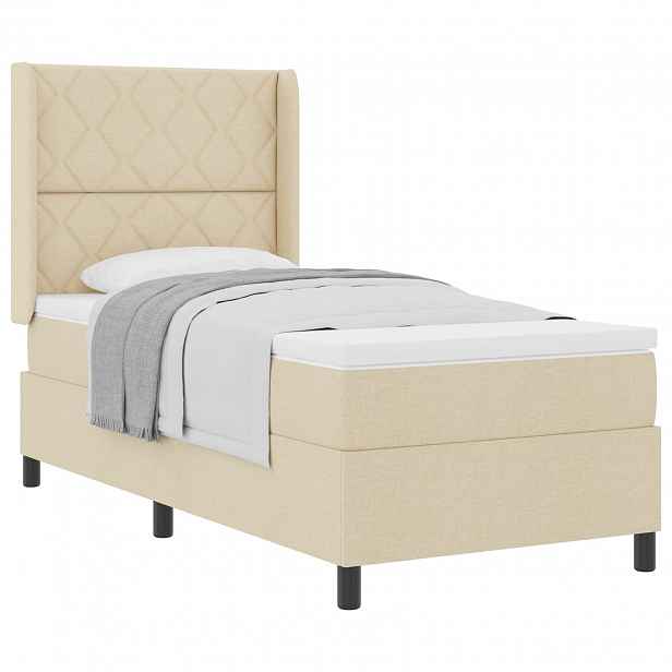 vidaXL Postel s boxspringem s polštářem Krémová 200 x 90 cm textil