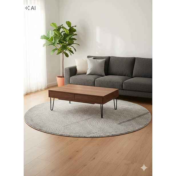 Koberec kulatý do obývacího pokoje 160 cm, vícebarevný, měkké štětiny, plyšový