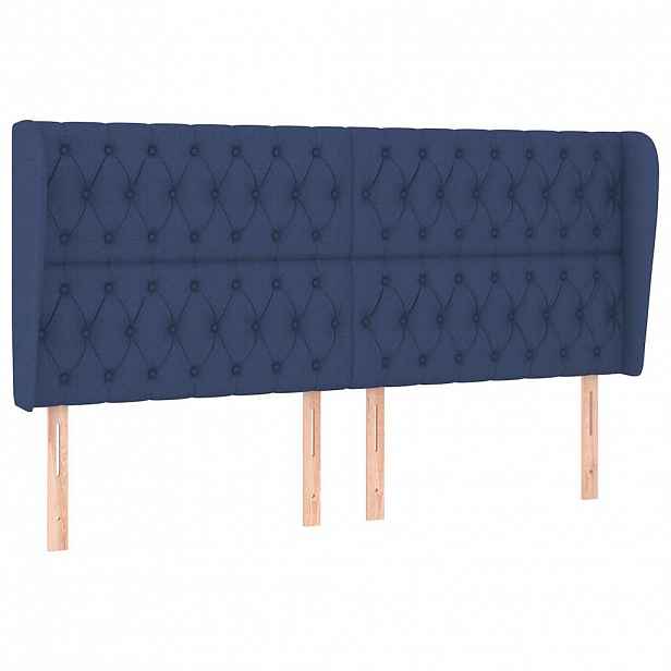 vidaXL Čelo postele typu ušák modré 203x23x118/128 cm textil