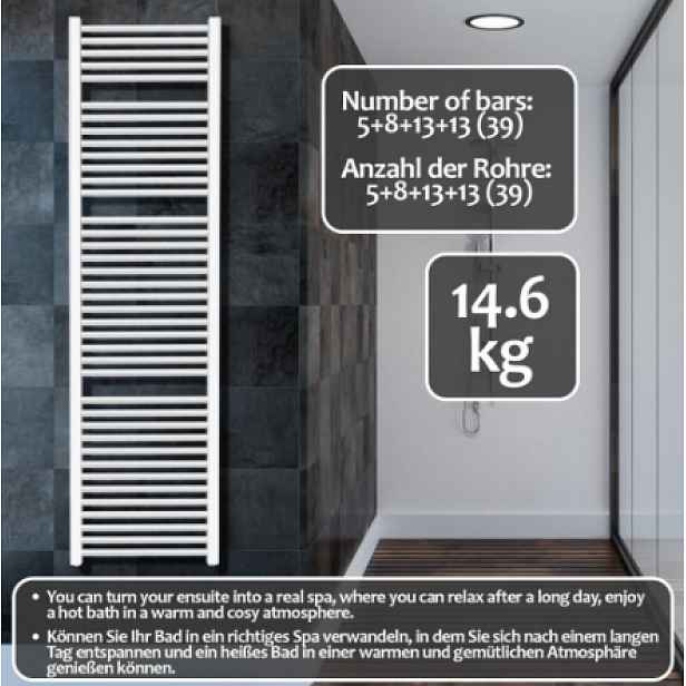Aquamarin vertikální koupelnový radiátor JG80515 bílý