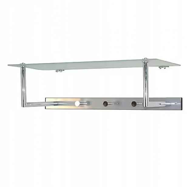 Nástěnná šatní skříň Catalina kov alu police sklo 60 cm 3 věšáky chrom