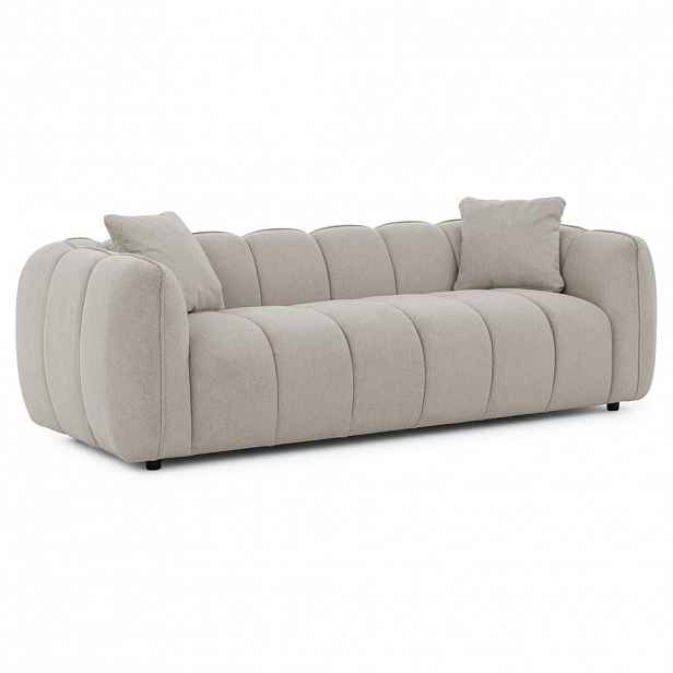 S-Style TŘÍMÍSTNÁ POHOVKA Nubira v hluboce prošívaném designu Bubble z měkké strukturované látky v barvě taupe s moderním vzhledem