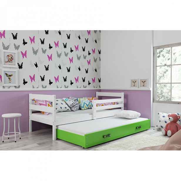 Dětská postel s výsuvnou postelí ERYK 200x90 cm Bílá Zelená