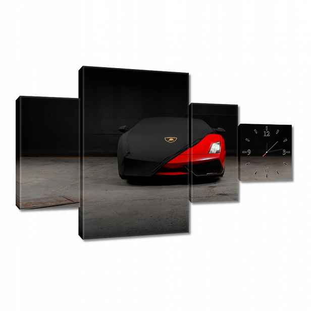 Nástěnné hodiny 130x80 Červené auto