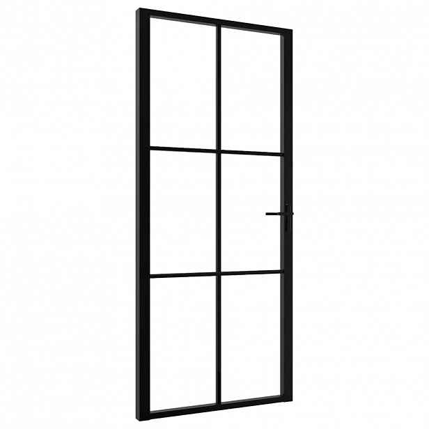 vidaXL Interiérové dveře 93 x 201,5 cm Hliník Černá a průhledná