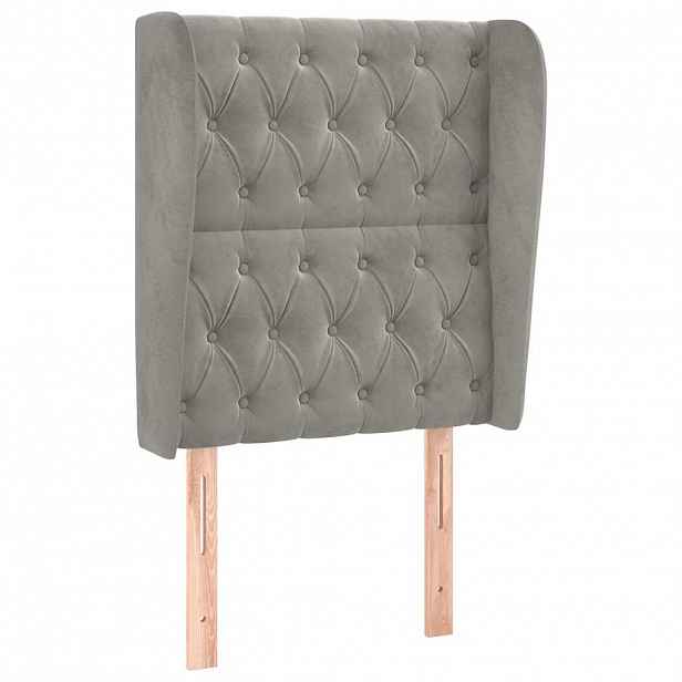 vidaXL Čelo postele typu ušák světle šedé 83 x 23 x 118/128 cm samet