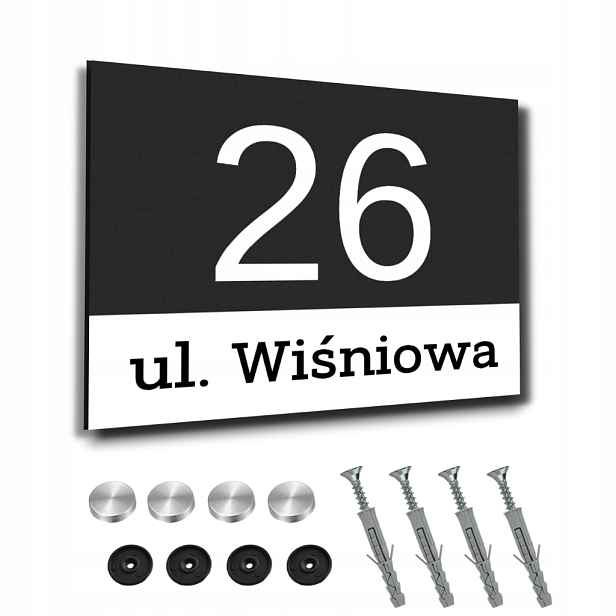 Adresní Tabulka Velká 40x30CM Na Dům Uv Tabule Číslo Domu Černá Mat Hq