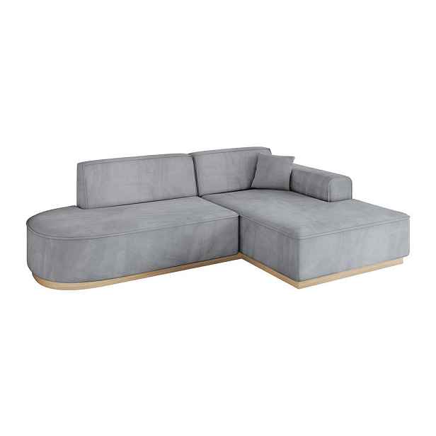 ALTDECOR ROHOVÁ SEDAČKA s otomanem, pravá IREA-L1 232x165x80 Šedá Velur