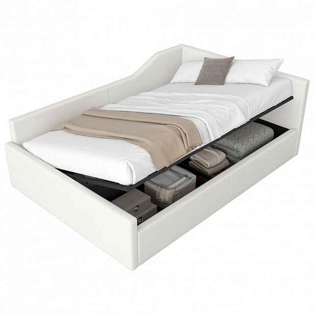 CHICFURN DENNÍ POSTEL 140/200 cm v béžové barvě s úložným prostorem