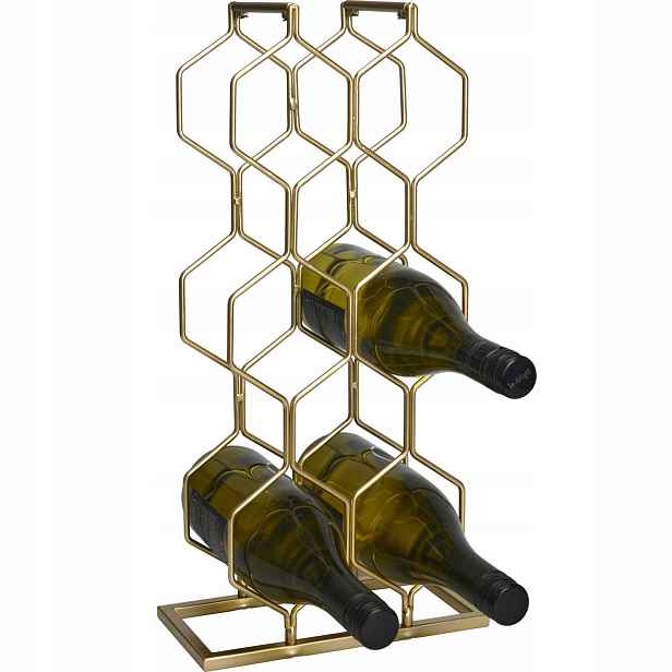 Kovový Stojan Na Víno Na 8 Lahví, Elegantní, Zlatý, 48 cm