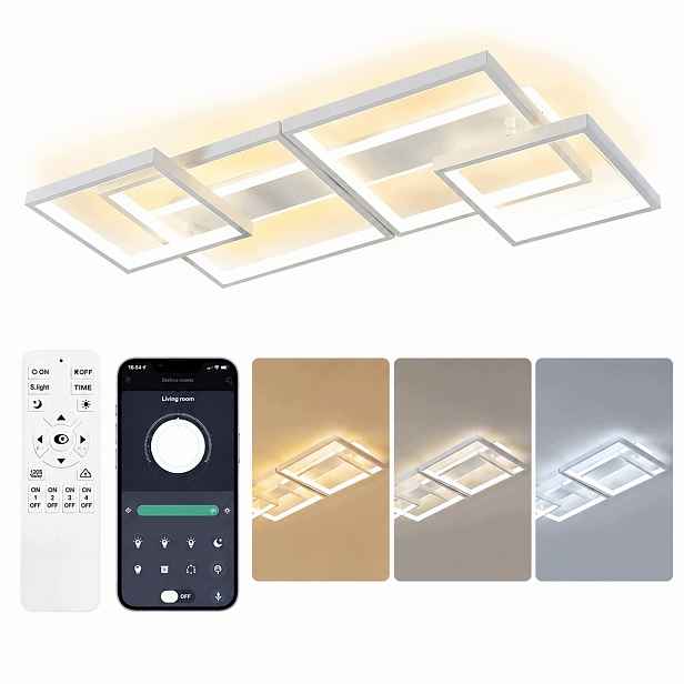 Moderní stropní svítidlo Led 48 W, stmívatelná, 86 cm s dálkovým ovládáním