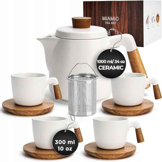 Sada keramických čajových konvic, konvice 1000 ml, 4 šálky (300 ml)