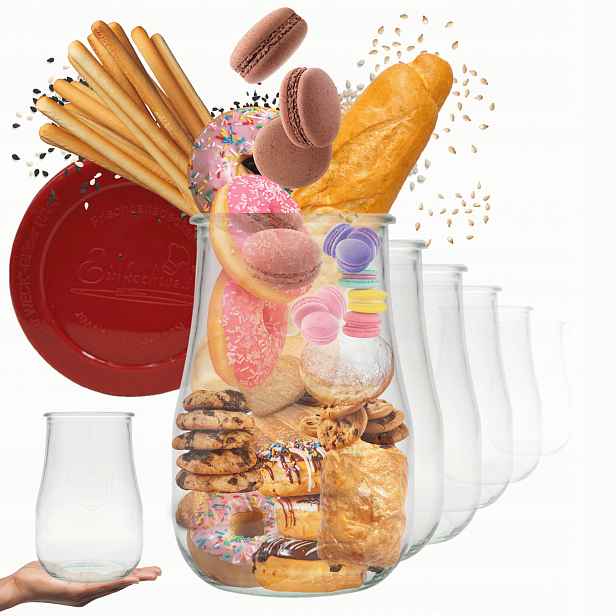 Sklenice Weck 1750 ml 1,75 l váza Tulip vzduchotěsné silikonové víko 6 Ks Trvanlivé