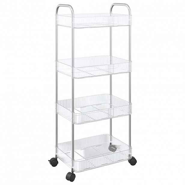 vidaXL Úložný vozík 4-patrový průhledný 37x28x95 cm akryl