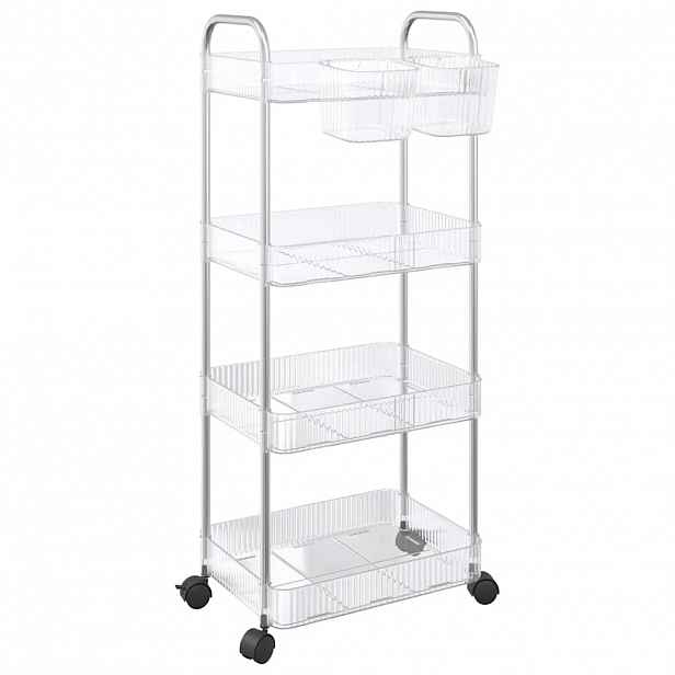 vidaXL Úložný vozík 4-patrový průhledný 37x28x95 cm akryl