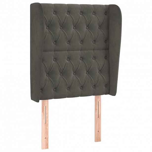 vidaXL Čelo postele typu ušák tmavě šedé 83 x 23 x 118/128 cm samet