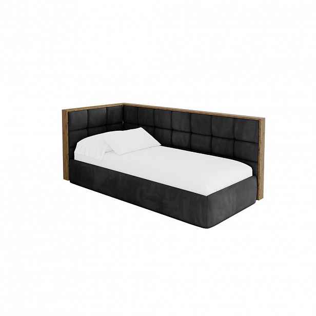 ALTDECOR JEDNOLŮŽKOVÁ POSTEL pro mládež s úložným prostorem, vpravo - SOVY 90x200 černá