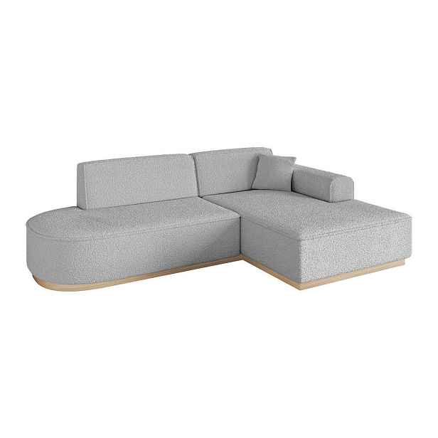 ALTDECOR ROHOVÁ SEDAČKA s otomanem, pravá IREA-L1 232x165x80 Světle šedá Buklé