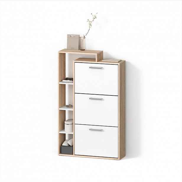 Livinity® BOTNÍK Ortello Bílá/Sonoma 80 x 128.3 cm se 3 přihrádkami
