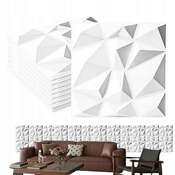 Nástěnný Dekorativní Panel Bílý Křemen Nový Trend Stropní Kaseton 50x50 cm