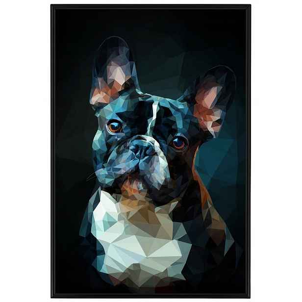 Plakát Rámeček Hliníkový Grafika Low Poly Geometrie Pes Buldok 3D 40x60