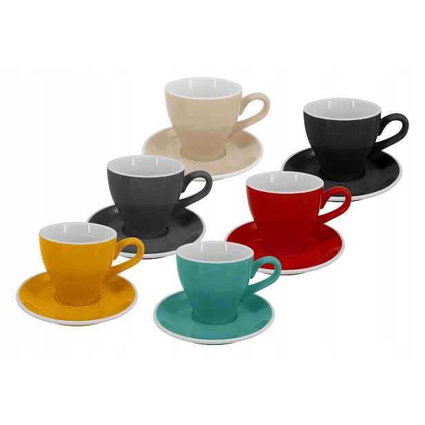 Set 6 ks Latte šálek s podšálkem Milano, 220 ml, mix barev