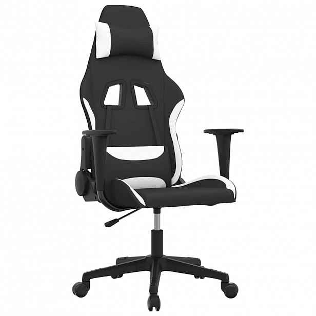 vidaXL Herní židle černá a bílá textil