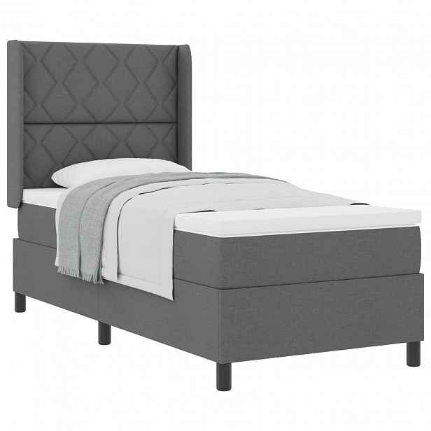 vidaXL Postel s boxspringem s polštářem Tmavě šedá 200 x 100 cm textil