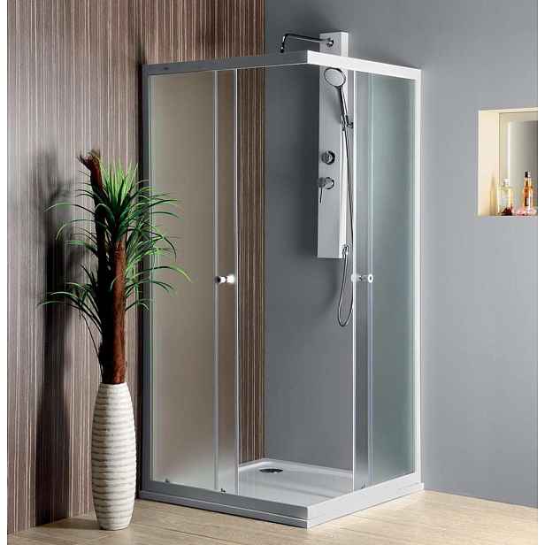 Aqualine - Čtvercový sprchový kout, 90x90 cm, matné sklo Brick BTQ900