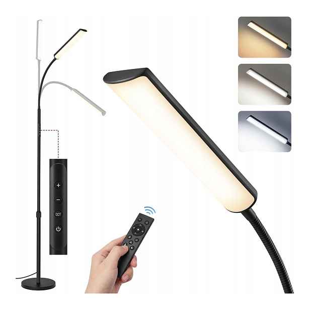 Led podlahová lampa Songmics 15W nastavitelná černá s dálkovým ovládáním, režimy světla