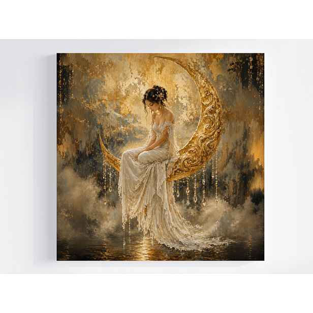Obraz Na Plátně Obraz Na Plátně Fantasy Pohádka Sen Měsíc Žena Dívka 50x50