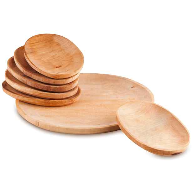 Sada dřevěných misek s pizza podnosem 7ks, Perfect Home 1315