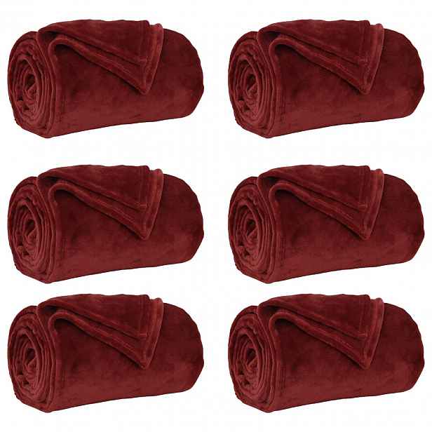 vidaXL Dekorační deky 6 ks Bordeaux červená 130 x 150 cm 3.04 kg